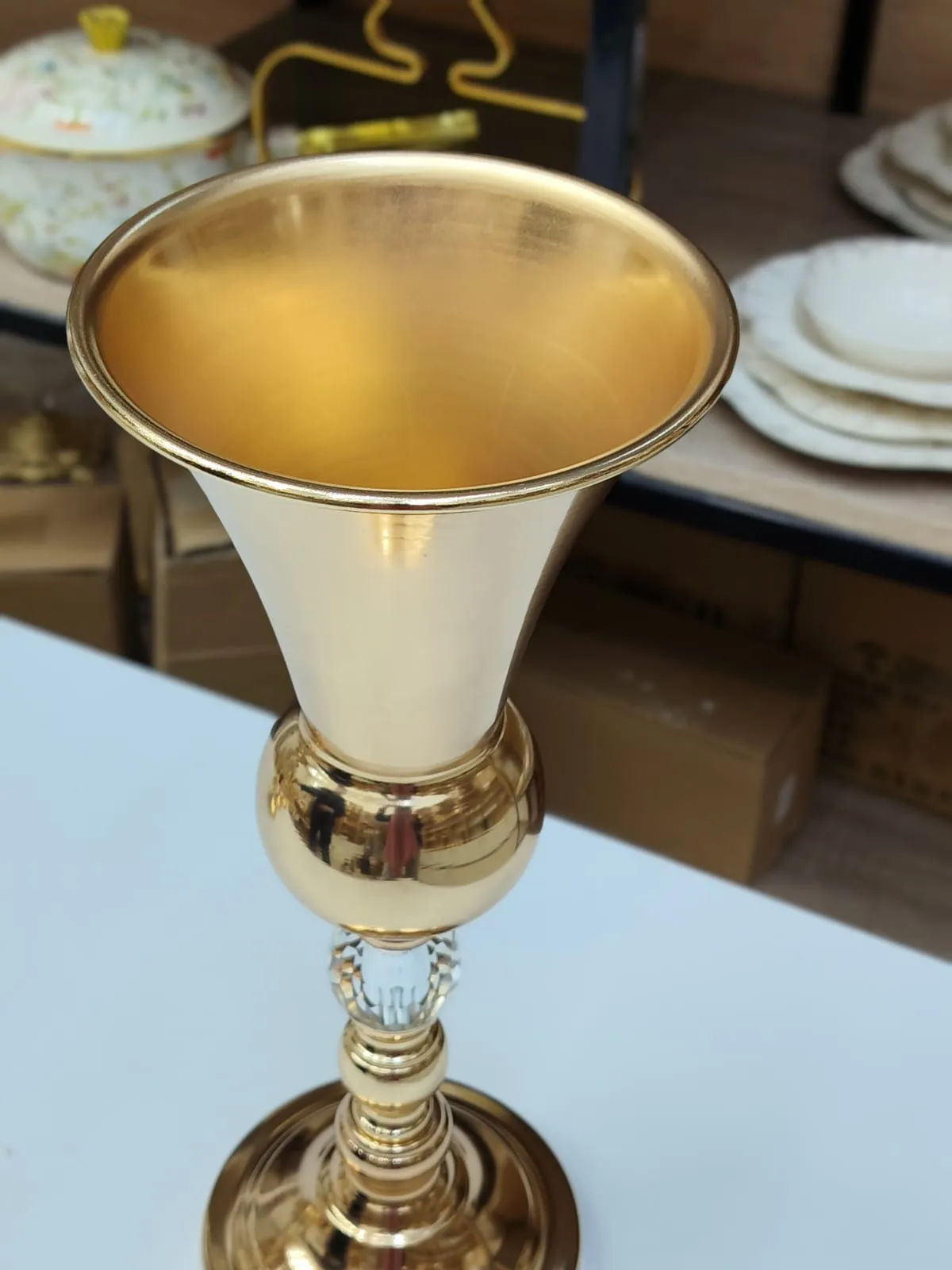 Vase trompette doré en acier inoxydable – décoration - image 3
