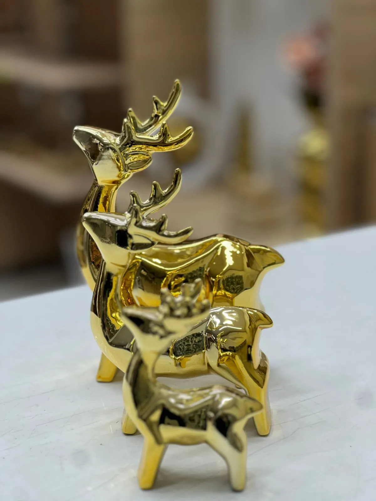 Ensemble statues cerfs dorés - image 4
