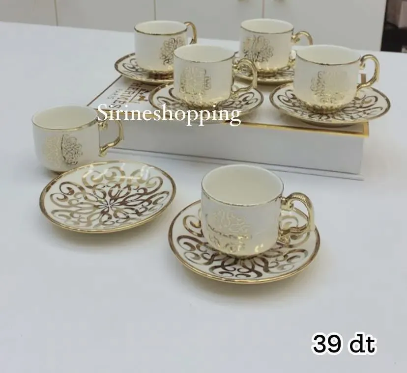 Service à Café Turc Impérial – Porcelaine Décorée Finition Or - image 2